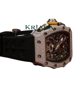 High on Demand Mossinate Luxury Rubber Analog Glass Diamond <b>Watch</b> with Genuine Diamonds for Men and Women - Product Image 2