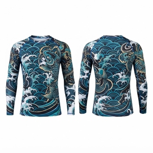 เสื้อรัดรูปแขนยาวสำหรับผู้ชาย ลายพิมพ์แบบ Heat-Transfer ป้องกันรังสียูวี UPF50 ลายแมงกะพรุน เสื้อกีฬา โพลีเอสเตอร์/สแปนเด็กซ์ - Product Image 4