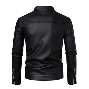 High Quality Men's Leather Fashion <b>Jacket</b> Slim Fit Genuine Sheepskin Biker Coat Soft Smooth Texture Trendy For Spring And Autumn - Product Image 2
