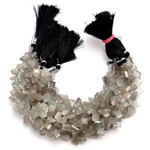 Pierre de lune grise AAA+ 6x8mm-7x10mm, perles facettées en forme de pépite, pierre de lune naturelle, pierre semi-précieuse, perles taillées à facettes, perles roulées pour bijoux - Product Image 3