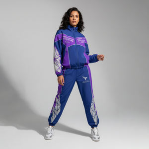 Survêtement unisexe tendance à rayures latérales, 100% nylon, veste coupe-vent légère imperméable à fermeture éclair et blocs de couleur - Product Image 6