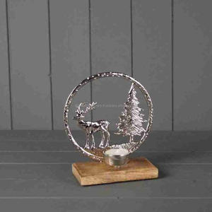 Smart marche noël décoratif Accent modèle Antique argent renne bois Base métal Table objet d'affichage usage domestique ventes élevées - Product Image 4