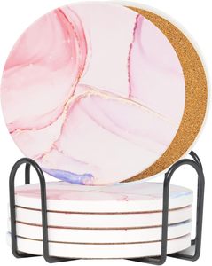 <b>Marble</b> <b>Coasters</b> for Drinks Geode Style Agate Large Absorbent Stone Water Absorbing for Glass Wooden Tabletops - Product Image 6
