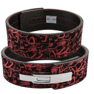 Black <b>Red</b> Patterned 13mm Thick Non-Slip Weight Lifting <b>Belt</b> Metal Buckle Adjustable Waist Support for Strength Training Unisex - Product Image 1