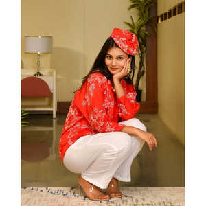 Conjunto Casual de Pana de Algodón Rojo Ámbar para Mujer, Talla XS, Primavera/Verano, Transpirable, para Uso Diario - Product Image 3