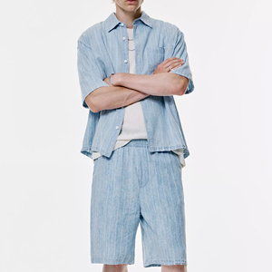 EQUEST GEAR Ensembles de jeans pour hommes en deux pièces, conçus avec soin, de haute qualité, chemises à manches courtes, shorts en jean, streetwear respirant - Product Image 3