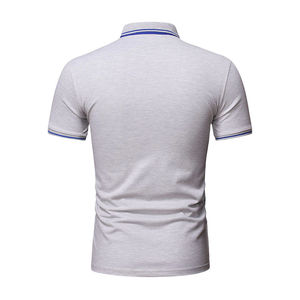 Polo pour homme de couleur unie avec col contrastant, manches courtes, respirant, décontracté, pour le golf et le tennis en été - Product Image 3
