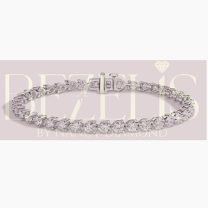 Bracelet tennis classique en diamants ronds brillants en or blanc avec fermoir à languette et boîte pour femme, idéal pour les bijoux d'anniversaire de mariage - Product Image 2