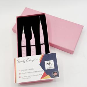 แหนบต่อขนตาสเตนเลสสีชมพูเข้มมีดีไซน์ใหม่พร้อมปลายแหลมแบบคงทน - Product Image 1