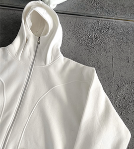 เสื้อฮู้ดดี้แบบมีซิป คอตตอน 100% หนัก 400 กรัม รุ่น Customization Homme Blank สไตล์สตรีทแวร์สำหรับผู้ชาย ปิดหน้าเต็มใบ พร้อมซิป ดีไซน์ Y2K - Product Image 2