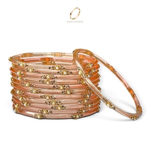 Lot de bracelets en verre pêche goutte de pluie style cachemire pour femmes, bijoux tendance en zircon doré de qualité supérieure, vente en gros - Product Image 4