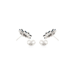 Hermosos Pendientes de Plata de Ley 925 de Inspiración Vintage con Zafiro Azul Natural Corte Marquesa y Diseño Floral para Mujer - Product Image 6