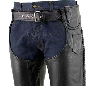 Cuissardes en cuir de style occidental pour hommes, vêtements d'équitation d'extérieur, couvre-jambes en cuir durable, design personnalisé - Product Image 6