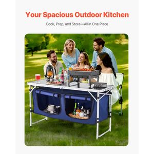 Tavolo da Cucina Pieghevole in Alluminio Regolabile per Campeggio, Attività all'Aperto, Palestra, Parco - Product Image 2