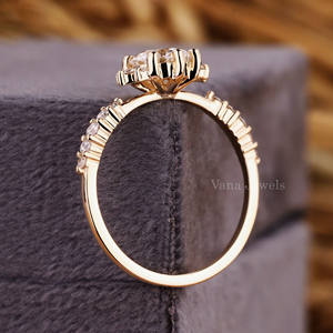 Anillo de compromiso de diamante cultivado en laboratorio de corte redondo de oro macizo de 18 quilates, aniversario de boda a la moda y regalo de promesa para mujer con certificación IGI - Product Image 5