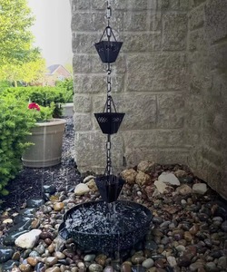 Chaîne de pluie en cuivre au design étonnant, parfaite pour balcon et terrasse, élément décoratif de débit d'eau, fabriquée à la main en Inde - Product Image 6