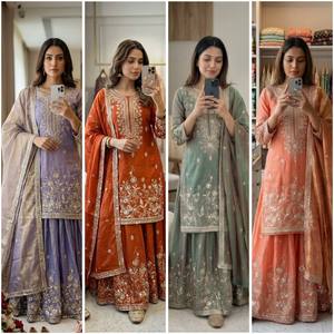 Lanzamiento del Nuevo Diseño de Moda Zmy-Chu, Top de Seda, Sarara y Dupatta, Listo para Usar - Product Image 6