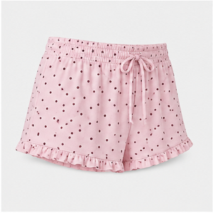 Pantalones Cortos de Salón Personalizados para Mujer, Color Rosa Ballet con Puntos, Corte en A, Cómodos, con Cordón Ajustable, de Algodón y Modal, WPSHORT-0033 - Product Image 4