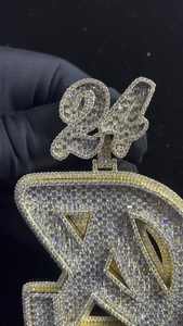 Pendentif Lettre Hip Hop en Argent 925 Sertie de Moissanite, Pendentif Lettre Initiale Personnalisé avec Anneau Bicolore, Pendentif Prénom Lettre - Product Image 3