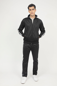 Ensemble survêtement pour homme avec logo imprimé par transfert thermique personnalisé, pantalon de jogging décontracté uni à fermeture éclair intégrale et sweat-shirt - Product Image 4