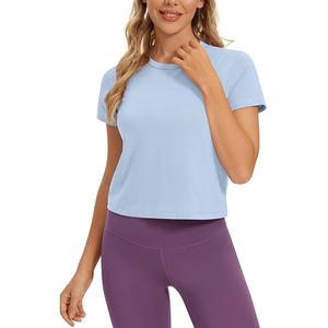 2026 New Style women crop top t shirt slim fit breathable cotton fabric short sleeve cropped style comfortable for casual wear - Product Image 1