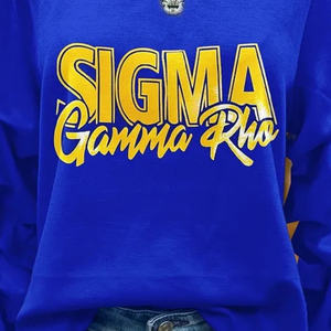 เสื้อสเวตเชิ้ตพิมพ์ลายคลาสสิค Sigma Gamma Rho Sorority สีน้ำเงิน พรีเมียม คอกลม สวมใส่สบาย แฟชั่นเสื้อผ้าสไตล์กรีก - Product Image 4