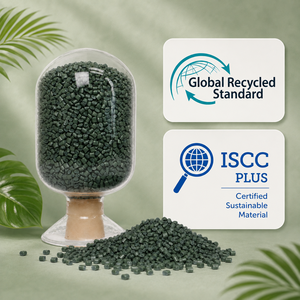 เม็ดพลาสติก LLDPE รีไซเคิลเกรดอุตสาหกรรม PCR ผลิตในเกาหลี สีเขียวเข้ม แบบเม็ด มีตัวเลือกสีสำหรับวัสดุอุตสาหกรรม เรซิน PCR - Product Image 1