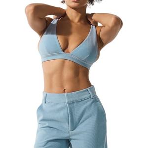 Proveedor Mayorista de Sujetadores Deportivos Personalizados Lisos con Escote en V Bajo, de Alta Sujeción, Tipo Racerback, de Spandex/Nylon, de Secado Rápido para Mujer, para Correr y Moda - Product Image 5