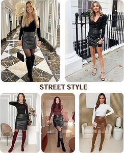 Minifalda de Cuero PU para Mujer, Logotipo Personalizado, Cintura Alta, Ajustada, Sexy, para Fiesta, Ropa de Mujer OEM - Product Image 5