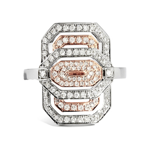 Anillo de Cóctel de Lujo para Mujer, Oro Sólido de 18K, Chapado en Oro Rosa, Diamante con Corte Octogonal, Joyería Fina para Boda - Product Image 1