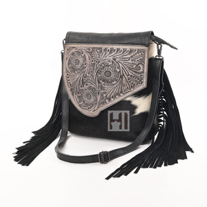 Bolso bandolera de cuero vacuno hecho a mano estilo vaquero occidental - Product Image 2