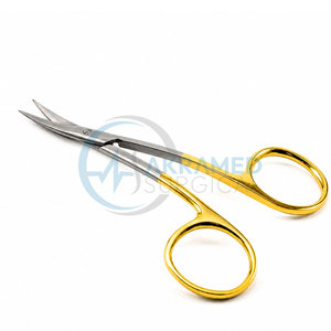 TC LaGrange Curved Scissors 11cm Gold Handle Micro Surgical Tissue Gum Dental Surgical <b>Shears</b> <b>Tool</b> - Product Image 6