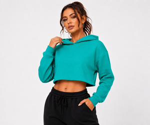 Sudadera corta elegante para mujer con tela premium, acabado suave, silueta elegante, ideal para el gimnasio, viajes, compras y uso casual. - Product Image 5