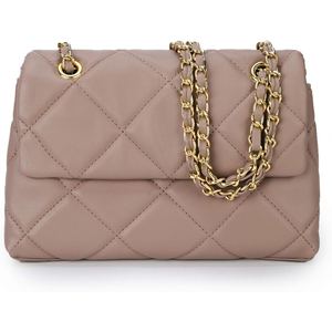 Bolso de Hombro Acolchado Tipo Saddle para Mujer, de Cuero Genuino, Bandolera con Solapa y Correa de Cadena para Viajes y Compras - Product Image 2