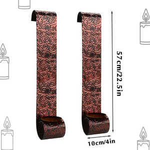 Moroccan Metal Wall Sconce Candle Holder Tall Wall Mounted Candlestick Stand for Living Room Bathroom Office Decor - Product Image 2