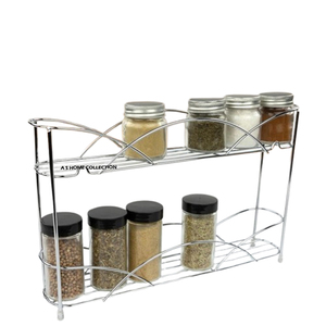 Modern Four-Tiered Iron Metal Spice Rack Black Finished Storage <b>Shelves</b> & <b>Units</b> <b>Corner</b> Cabinet Organizer Standing Type - Product Image 5