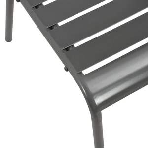 Chaises de patio en acier à lattes gris foncé, 4 pièces, ensemble de mobilier d'extérieur élégant - Product Image 6