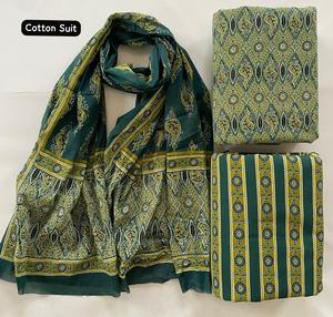 Premium Hand Block Printed Cotton Fabric <b>Dress</b> Material Wholesale Unstitched 3 Piece Indian Ethnic Suit Sets For Boutiques - Product Image 2