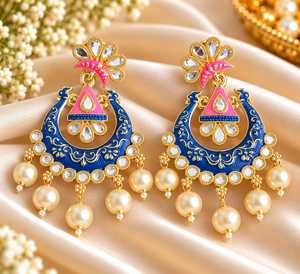 Boucles d'oreilles pendantes en émail, laiton plaqué or, perles, motif floral, bijoux tendance pour femmes, cadeau - Product Image 4