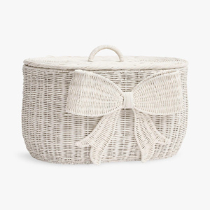A Touch Of Whimsical Style Adorned With A Flouncy Bow And Topped With A Lid To Contain Clutter <b>Storage</b> Basket - Product Image 2