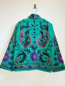 Dhati Handicrafts Indian Suzani Winter <b>Velvet</b> Eco-Friendly 100% Cotton Finished Floral Embroidered <b>Jacket</b> for <b>Women</b> - Product Image 5