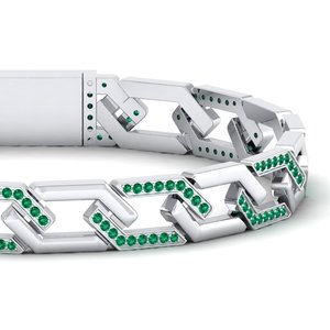 REYES Luxury Design 1.5 Carat Emerald Gemstone <b>Bracelet</b> Sparkling 925 Sterling <b>Silver</b> GRA Certified Moissanite Fine Jewelry - Product Image 2