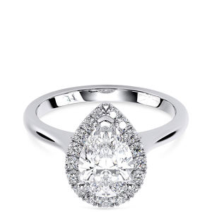 แหวนหมั้นเพชรทรงหยดน้ำ 1.5 กะรัต ประดับเพชรทรงลูกแพร์ 10K โรสโกลด์ พร้อมวงแหวนเพชรแบบเฮโล ได้รับการรับรองจาก IGI เหมาะสำหรับงานแต่งงานและวันครบรอบ - Product Image 1