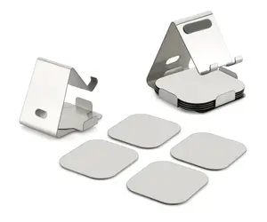 Support de téléphone portable en métal avec ensemble de sous-verres, support de bureau réglable pour smartphone, utilisation au bureau, à la maison, sur table - Product Image 1