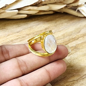 Unique Design Moonstone <b>Rings</b> Boho Brass <b>Ring</b> Women 18k Gold Plated Minimalist Geometric Band <b>Dainty</b> Jewelry Wholesale/OEM/ODM - Product Image 3