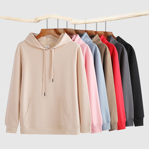 Unisex <b>Red</b> Hooded Sweatshirt Solid Color Casual Pullover With Front Pocket Regular Fit Knitted Fabric Autumn Wear - Product Image 2