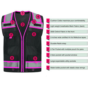 Gilet de sécurité pour homme 2026 avec multiples poches de rangement pour stylos et bouteilles, confort maximal, ajustable, service OEM - Product Image 6