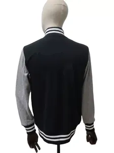 ผู้ผลิต OEM MOQ ต่ำ เสื้อแจ็คเก็ตเบสบอลแบบมีแขน คุณภาพสูง ผ้าแคนวาส สำหรับผู้ชาย  แบบทางการ  สำหรับวิทยาลัย  สามารถสั่งทำได้ตามต้องการ พร้อมปักตัวอักษร - Product Image 3