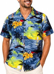 Camisa Hawaiana de Manga Corta de Popelina Personalizada al por Mayor para Hombre, Corte Regular, Diseño Casual para Playa y Surf, Antiarrugas, Secado Rápido, India - Product Image 4