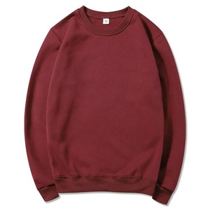 <b>Pink</b> Crew Neck Pullover <b>Sweatshirt</b> Unisex Regular Fit Solid Color Knitted 100% Cotton Casual Autumn Wear - Product Image 4